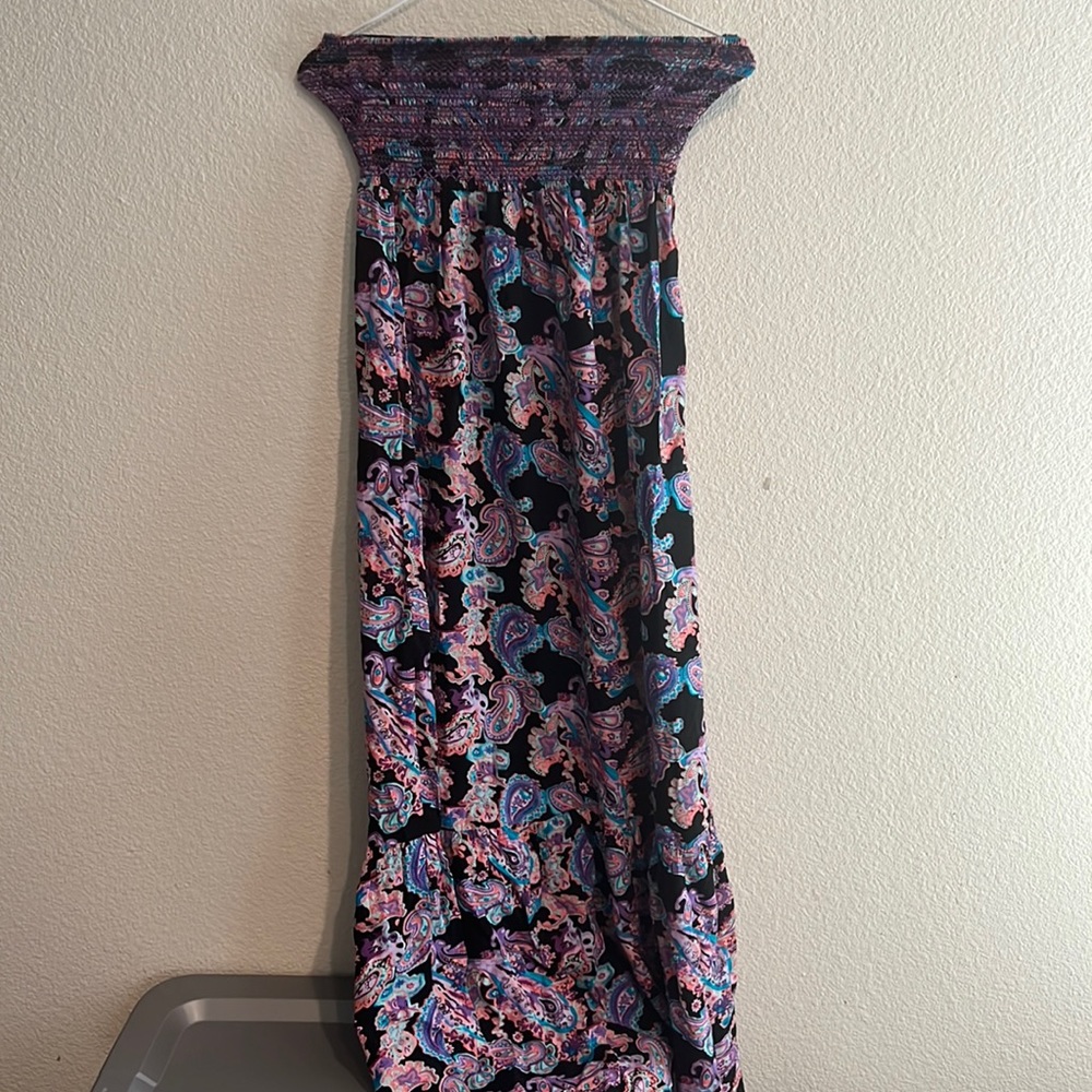 Strapless floral maxi‎ dress